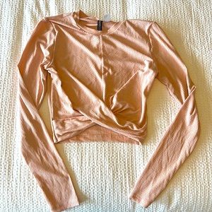 H&M Divided Blush Pink Cropped Long Sleeve Top
